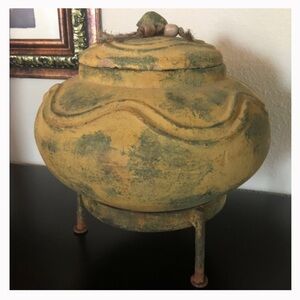 Rustic Yellow and Green Decorative Bowl